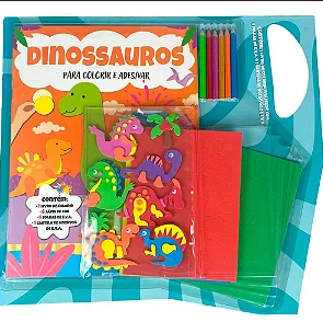 LIVRO COM ADESIVOS DINOSSAUROS C/LAPIS